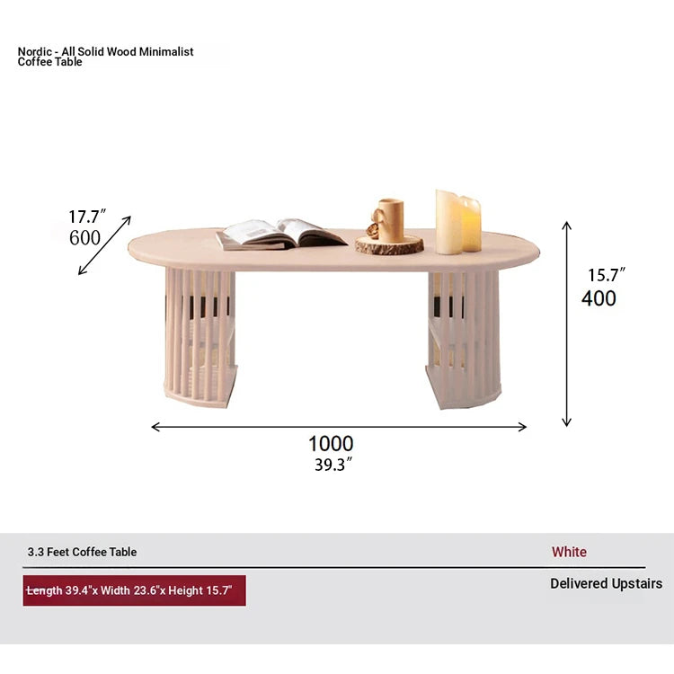 Modern Oval Coffee Table with Elegant Wooden Base – Perfect for Living Room Decor fls-5332