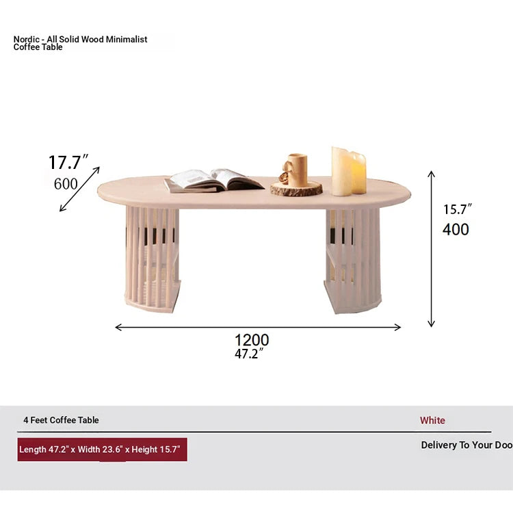 Modern Oval Coffee Table with Elegant Wooden Base – Perfect for Living Room Decor fls-5332