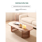 Modern Oval Coffee Table with Elegant Wooden Base – Perfect for Living Room Decor fls-5332