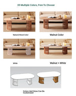 Modern Oval Coffee Table with Elegant Wooden Base – Perfect for Living Room Decor fls-5332