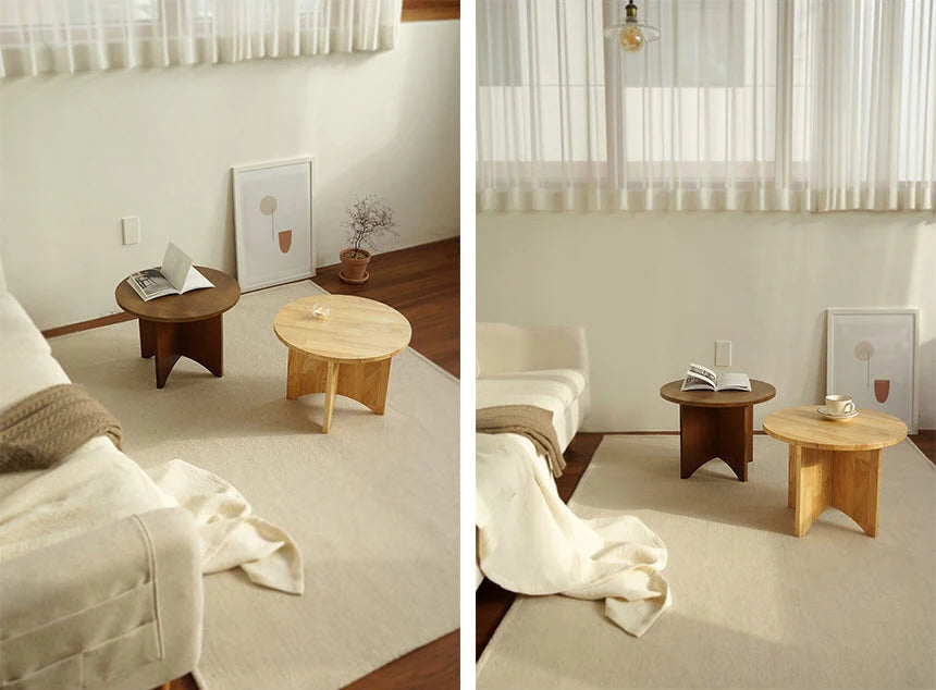 Stylish Round Coffee Table Set - Modern Wooden Design with Elegant Finish for Living Room fls-5333