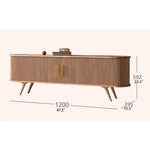 Elegant Mid-Century Modern TV Stand with Ribbed Design and Golden Accents - Perfect for Stylish Living Spaces fls-5334