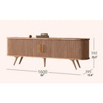 Elegant Mid-Century Modern TV Stand with Ribbed Design and Golden Accents - Perfect for Stylish Living Spaces fls-5334