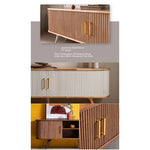 Elegant Mid-Century Modern TV Stand with Ribbed Design and Golden Accents - Perfect for Stylish Living Spaces fls-5334