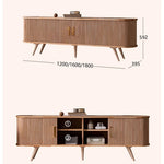 Elegant Mid-Century Modern TV Stand with Ribbed Design and Golden Accents - Perfect for Stylish Living Spaces fls-5334