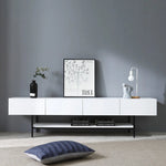 Stylish Modern TV Stand with Sleek White Finish and Open Storage – Perfect for Living Room Decor fls-5335