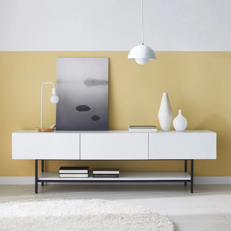 Stylish Modern TV Stand with Sleek White Finish and Open Storage – Perfect for Living Room Decor fls-5335
