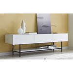 Stylish Modern TV Stand with Sleek White Finish and Open Storage – Perfect for Living Room Decor fls-5335