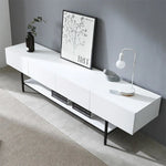 Stylish Modern TV Stand with Sleek White Finish and Open Storage – Perfect for Living Room Decor fls-5335