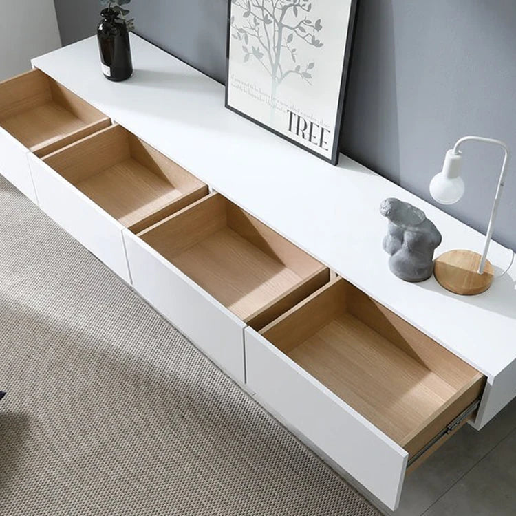 Stylish Modern TV Stand with Sleek White Finish and Open Storage – Perfect for Living Room Decor fls-5335