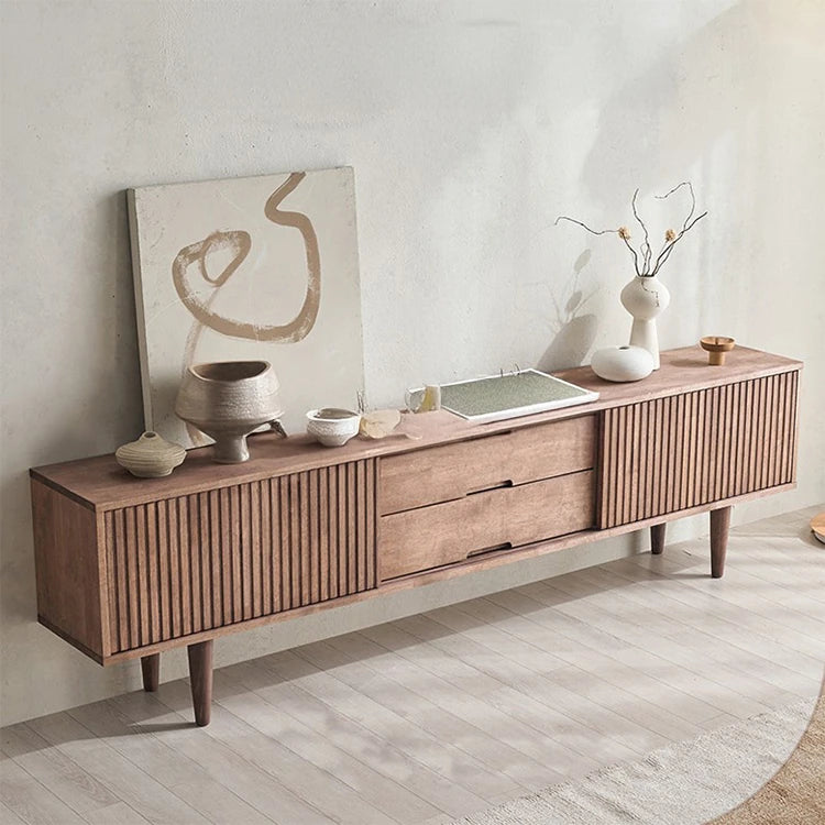 Stylish Mid-Century Modern TV Stand with Storage - Elegant Wooden Design for Living Room fls-5336