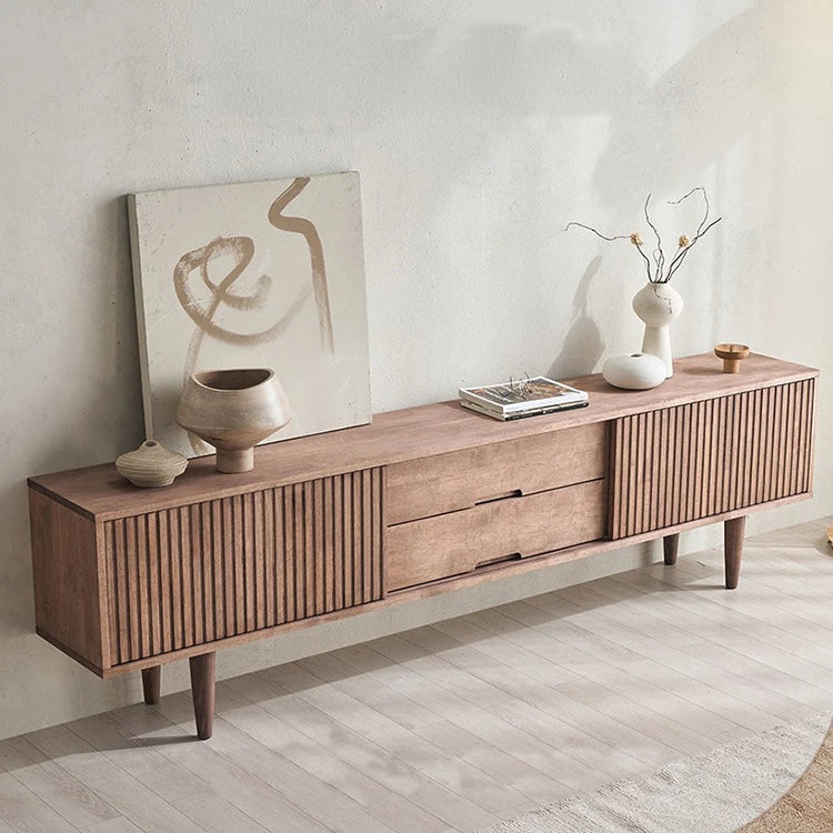 Stylish Mid-Century Modern TV Stand with Storage - Elegant Wooden Design for Living Room fls-5336
