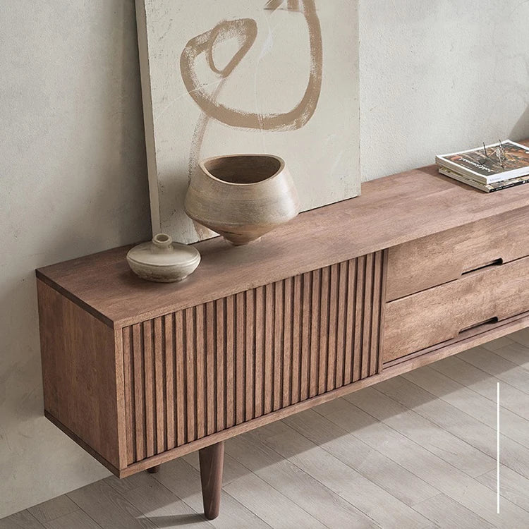 Stylish Mid-Century Modern TV Stand with Storage - Elegant Wooden Design for Living Room fls-5336