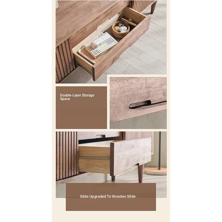 Stylish Mid-Century Modern TV Stand with Storage - Elegant Wooden Design for Living Room fls-5336