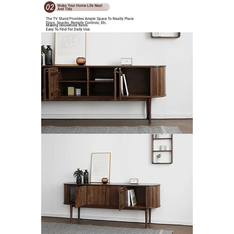 Mid-Century Modern Walnut Sideboard with Stylish Storage Solutions for Your Living Room fls-5337