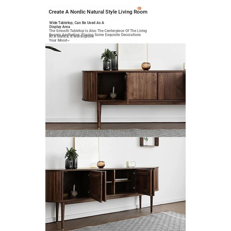 Mid-Century Modern Walnut Sideboard with Stylish Storage Solutions for Your Living Room fls-5337