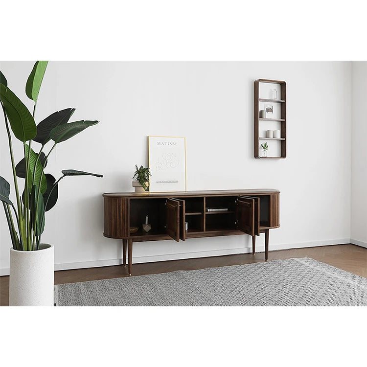 Mid-Century Modern Walnut Sideboard with Stylish Storage Solutions for Your Living Room fls-5337