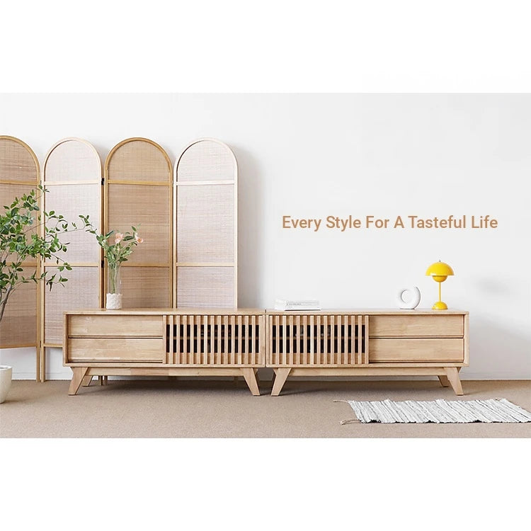 Modern Solid Wood TV Stand with Storage - Stylish and Functional Entertainment Center fls-5339