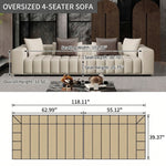 Modern Luxury Genuine Leather Sofa, Piano Key-Inspired Cream Brown 4/5-Seater Couch for Minimalist Living Room flsd-5178