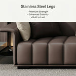 Modern Luxury Genuine Leather Sofa, Piano Key-Inspired Cream Brown 4/5-Seater Couch for Minimalist Living Room flsd-5178