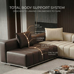 Modern Luxury Genuine Leather Sofa, Piano Key-Inspired Cream Brown 4/5-Seater Couch for Minimalist Living Room flsd-5178