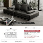 Luxurious Cowhide Leather Sectional Sofa with Plush Foam and Goose Down Feather Cushions – Modern Design in Elegant Black and Beige flsd-5179