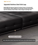 Luxurious Cowhide Leather Sectional Sofa with Plush Foam and Goose Down Feather Cushions – Modern Design in Elegant Black and Beige flsd-5179