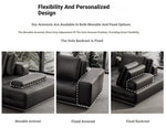 Luxurious Cowhide Leather Sectional Sofa with Plush Foam and Goose Down Feather Cushions – Modern Design in Elegant Black and Beige flsd-5179