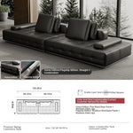 Luxurious Cowhide Leather Sectional Sofa with Plush Foam and Goose Down Feather Cushions – Modern Design in Elegant Black and Beige flsd-5179