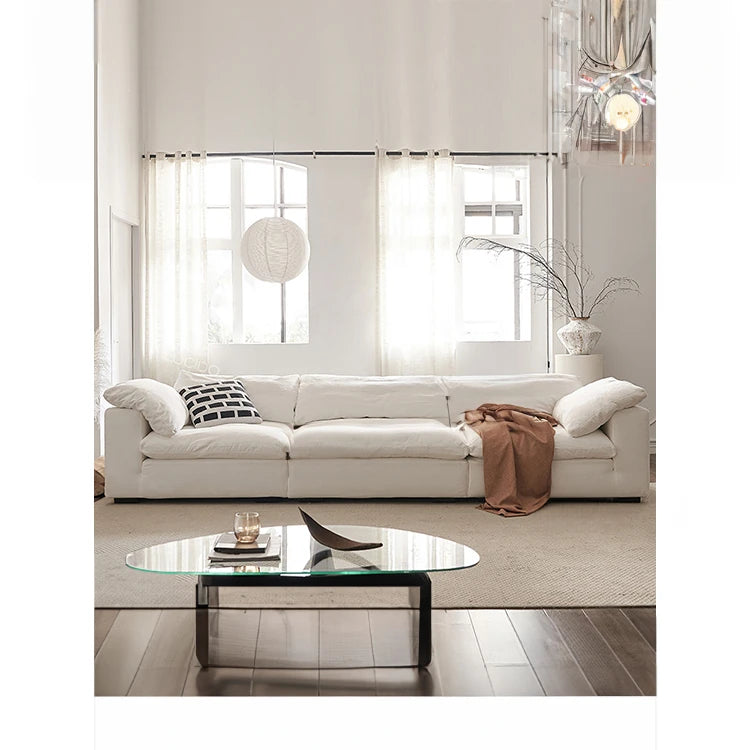 Luxurious Pine Sofa with Cotton-Ramie Upholstery and Plush Goose Down Feather Filling - Perfect for Modern Living Rooms! flsd-5181