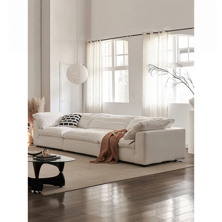 Luxurious Pine Sofa with Cotton-Ramie Upholstery and Plush Goose Down Feather Filling - Perfect for Modern Living Rooms! flsd-5181