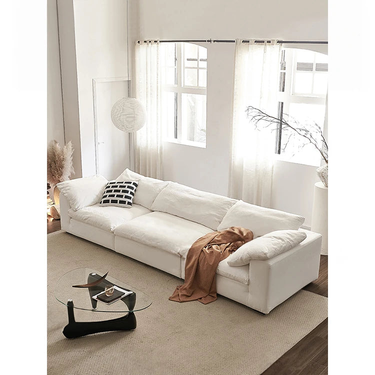 Luxurious Pine Sofa with Cotton-Ramie Upholstery and Plush Goose Down Feather Filling - Perfect for Modern Living Rooms! flsd-5181