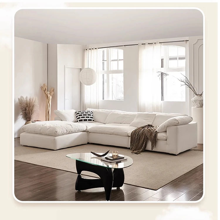 Luxurious Pine Sofa with Cotton-Ramie Upholstery and Plush Goose Down Feather Filling - Perfect for Modern Living Rooms! flsd-5181