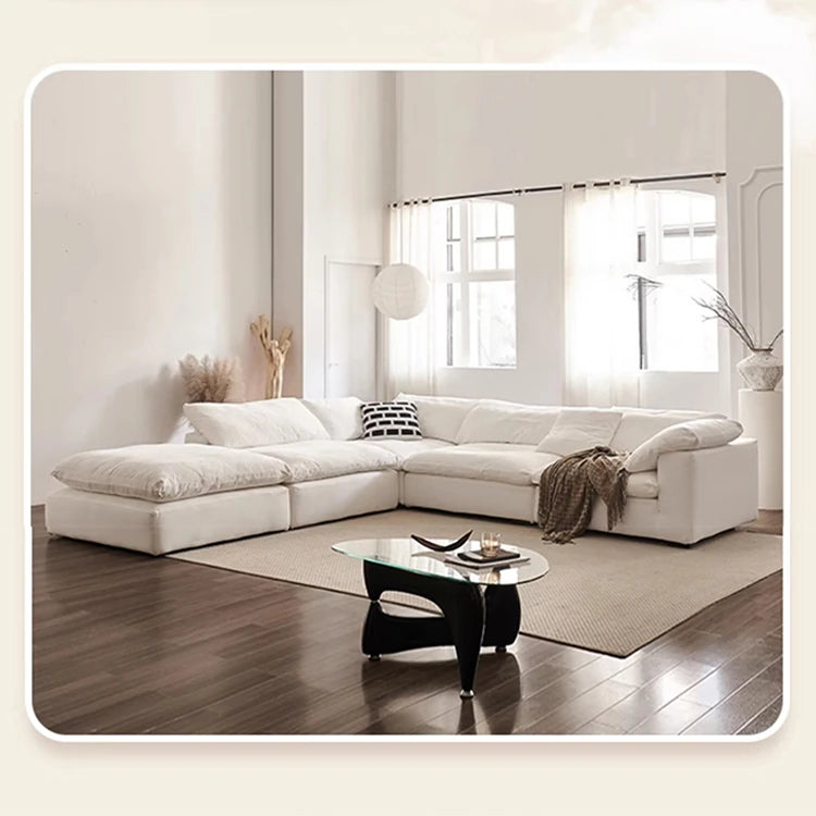 Luxurious Pine Sofa with Cotton-Ramie Upholstery and Plush Goose Down Feather Filling - Perfect for Modern Living Rooms! flsd-5181
