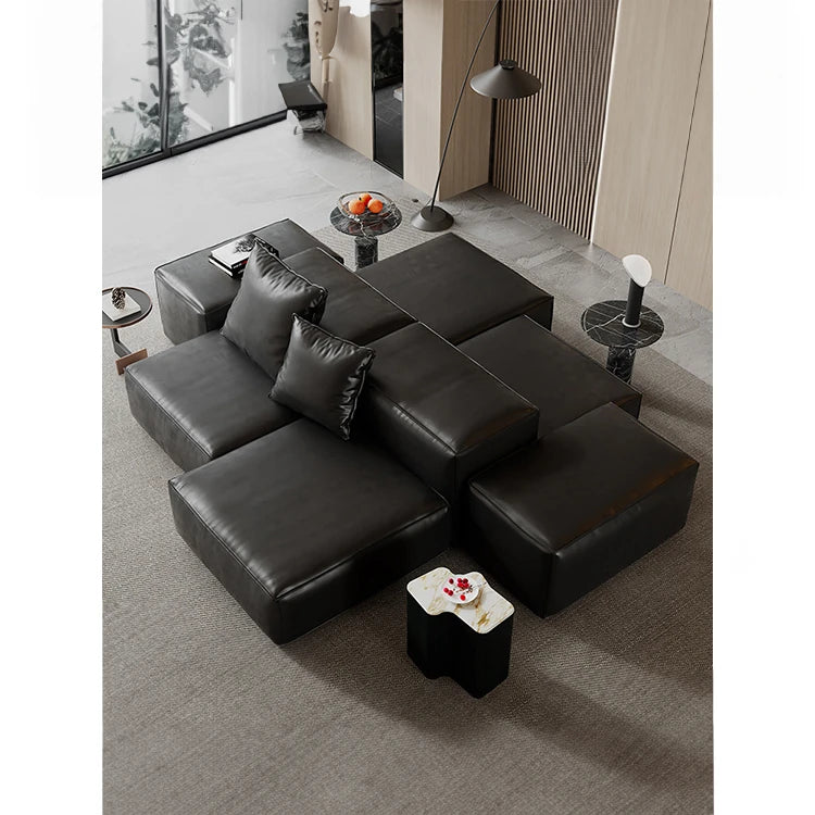 Luxurious Modular Sofa in Cowhide Leather – Versatile and Modern Design for Your Living Space flsd-5182