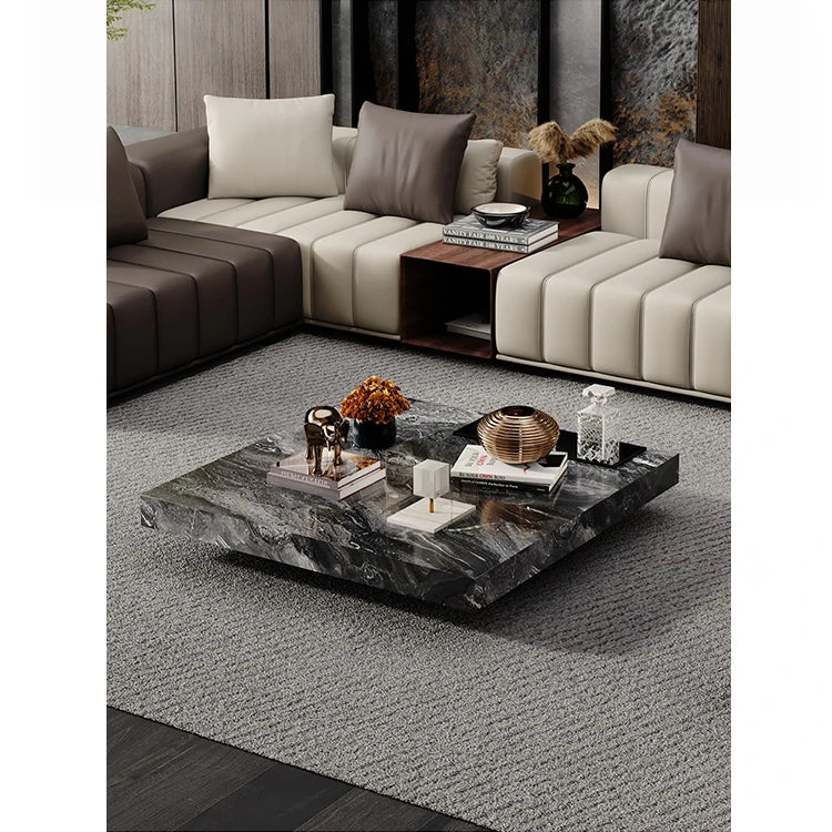 Stylish Marble and Stainless Steel Tea Table - Modern Living Room Centerpiece flsd-5183