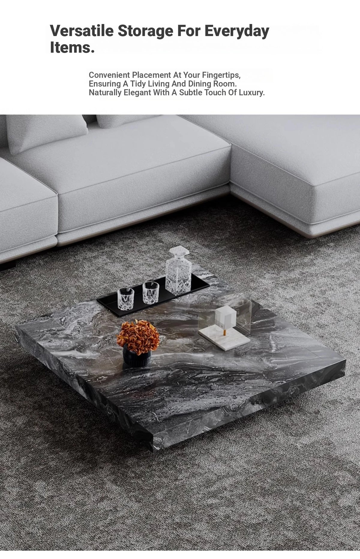 Stylish Marble and Stainless Steel Tea Table - Modern Living Room Centerpiece flsd-5183