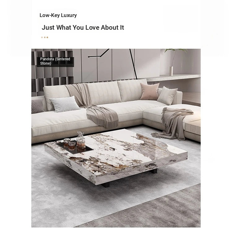 Stylish Marble and Stainless Steel Tea Table - Modern Living Room Centerpiece flsd-5183