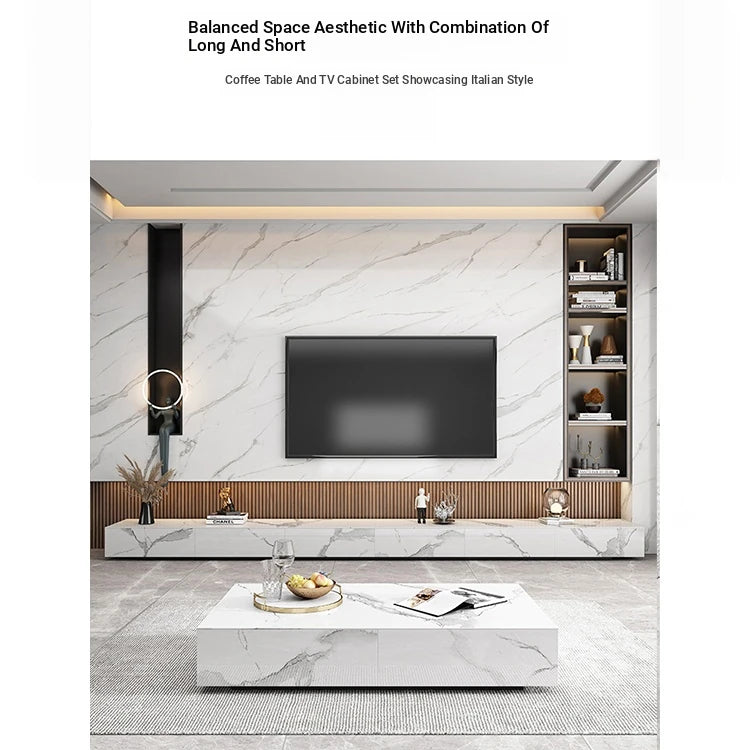 Stylish Modern TV Cabinet with Ceramic Sintered Stone Top, Pine Accents, and Durable Metal Frame - Perfect Home Entertainment Center flsd-5184