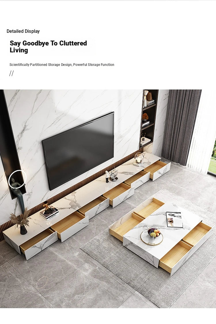 Stylish Modern TV Cabinet with Ceramic Sintered Stone Top, Pine Accents, and Durable Metal Frame - Perfect Home Entertainment Center flsd-5184