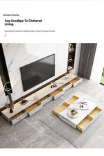 Stylish Modern TV Cabinet with Ceramic Sintered Stone Top, Pine Accents, and Durable Metal Frame - Perfect Home Entertainment Center flsd-5184