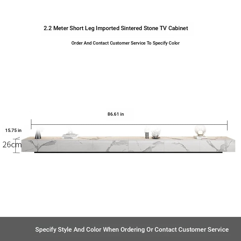 Stylish Modern TV Cabinet with Ceramic Sintered Stone Top, Pine Accents, and Durable Metal Frame - Perfect Home Entertainment Center flsd-5184
