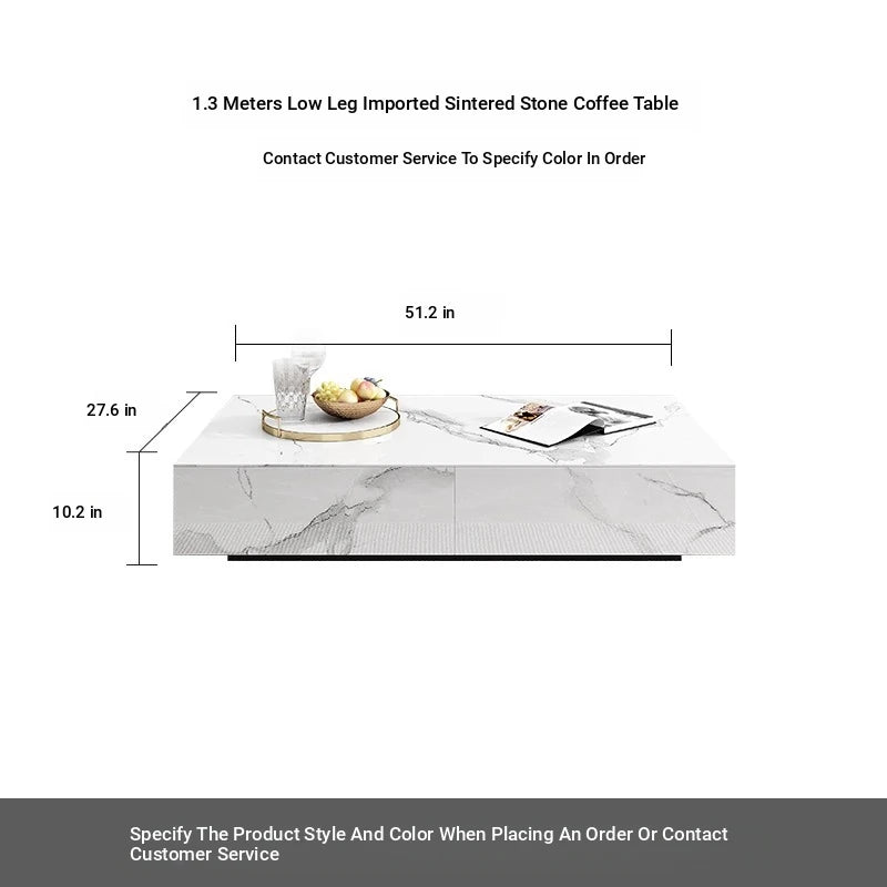Modern Ceramic Sintered Stone Coffee Table with Pine and Metal Accents – Stylish Living Room Furniture flsd-5185