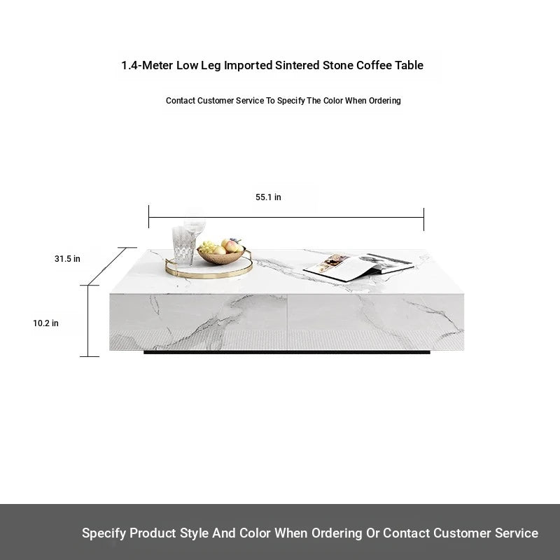 Modern Ceramic Sintered Stone Coffee Table with Pine and Metal Accents – Stylish Living Room Furniture flsd-5185