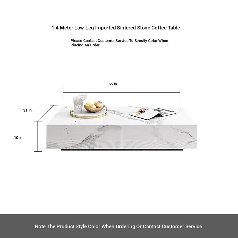Modern Ceramic Sintered Stone Coffee Table with Pine and Metal Accents – Stylish Living Room Furniture flsd-5185