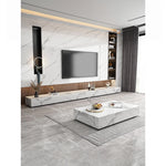 Modern Ceramic Sintered Stone Coffee Table with Pine and Metal Accents – Stylish Living Room Furniture flsd-5185