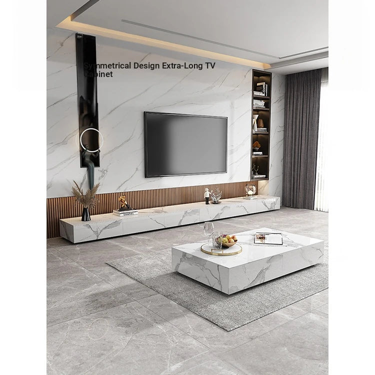 Modern Ceramic Sintered Stone Coffee Table with Pine and Metal Accents – Stylish Living Room Furniture flsd-5185