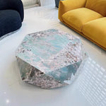 Elegant Hexagonal Ceramic Sintered Stone Coffee Table with Solid Wood Base - Stylish Home Décor Piece flsd-5186