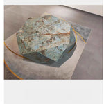 Elegant Hexagonal Ceramic Sintered Stone Coffee Table with Solid Wood Base - Stylish Home Décor Piece flsd-5186
