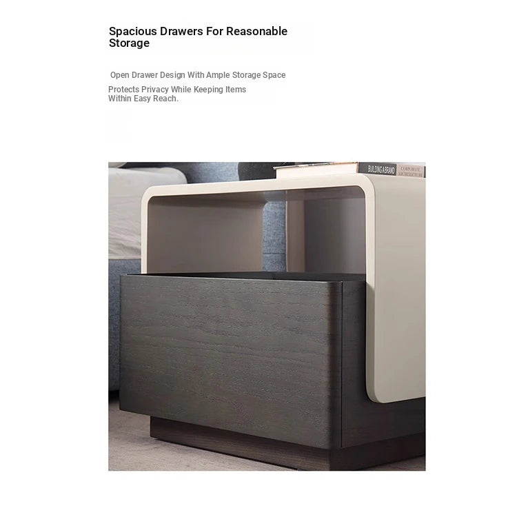 Modern Red Oak Bedside Cupboard with Minimalist Design – Stylish Nightstand for Bedroom Storage flsd-5188